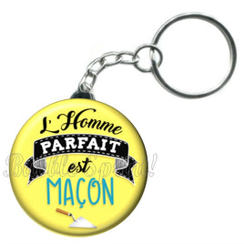 Porte-clés badge L'homme parfait est Maçon -Réf PC1026