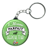 Porte-clés badge L'homme parfait est Agriculteur-Réf PC1028