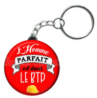 Porte-clés badge L'homme parfait est dans le BTP -Réf PC1032