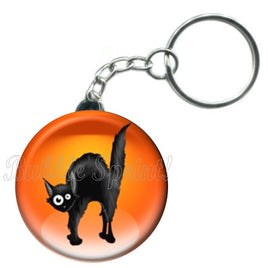 Porte-clés badge Animaux chat noir -Réf PC1035