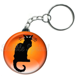 Porte-clés badge Animaux chat noir -Réf PC1037