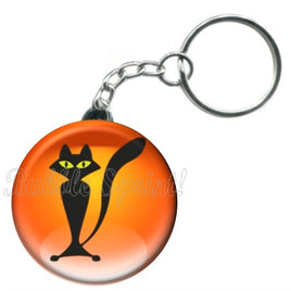 Porte-clés badge Animaux chat noir -Réf PC1038