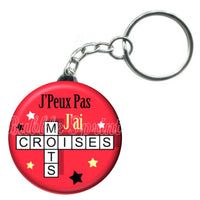 Porte-clés badge J'peux pas j'ai Mots croisés-Réf PC1040