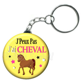 Porte-clés badge J'peux pas j'ai Cheval-Réf PC1048