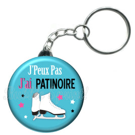 Porte-clés badge J'peux pas j'ai Patinoire -Réf PC1050