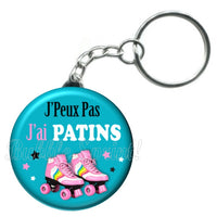 Porte-clés badge J'peux pas j'ai Patins-Réf PC1051