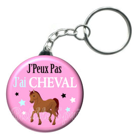 Porte-clés badge J'peux pas j'ai Cheval-Réf PC1052