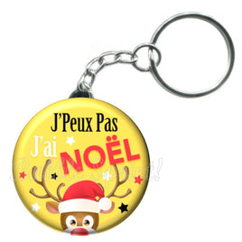 Porte-clés badge J'peux pas j'ai noël -Réf PC1081