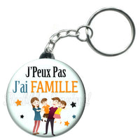 Porte-clés badge J'peux pas j'ai Famille-Réf PC1085