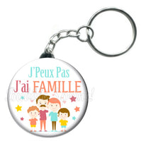 Porte-clés badge J'peux pas j'ai Famille-Réf PC1091