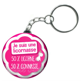 Porte-clés badge Je suis une licornasse -Réf PC1148