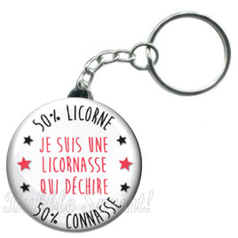 Porte-clés badge Je suis une licornasse -Réf PC1149