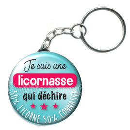 Porte-clés badge Je suis une licornasse -Réf PC1150