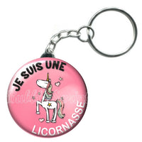 Porte-clés badge Je suis une licornasse -Réf PC1151