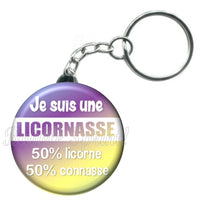 Porte-clés badge Je suis une licornasse -Réf PC1154