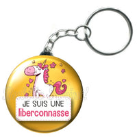 Porte-clés badge Je suis une licornasse -Réf PC1155