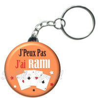 Porte-clés badge J'peux pas j'ai Rami -Réf PC1477