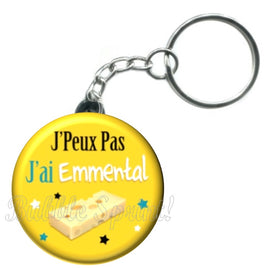 Porte-clés badge J'peux pas j'ai Emmental-Réf PC1492