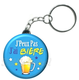 Porte-clés badge J'peux pas j'ai Bière -Réf PC1501