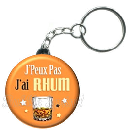 Porte-clés badge J'peux pas j'ai Rhum-Réf PC1503