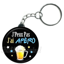 Porte-clés badge J'peux pas j'ai Apéro-Réf PC1508