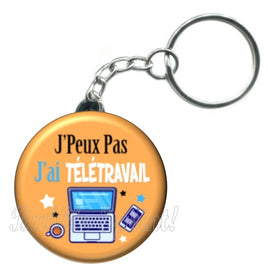 Porte-clés badge j'peux pas j'ai Télétravail -Réf PC1531