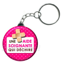 Porte-clés badge Aide soignante- Réf PC27