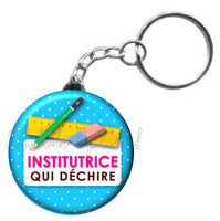 Porte-clés badge Institutrice- Réf PC323