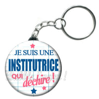 Porte-clés badge Institutrice- Réf PC324