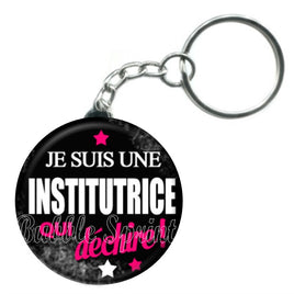 Porte-clés badge Institutrice- Réf PC326