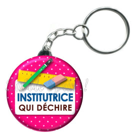 Porte-clés badge Institutrice- Réf PC327