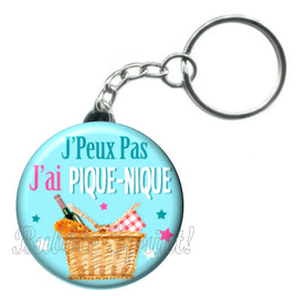 Porte-clés badge J'peux pas j'ai Pique-Nique- Réf PC433