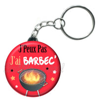 Porte-clés badge J'peux pas j'ai Barbecue - Réf PC434