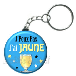 Porte-clés badge J'peux pas j'ai Jaune- Réf PC436