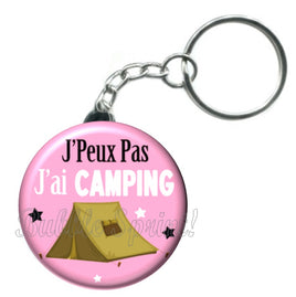 Porte-clés badge J'peux pas j'ai Camping- Réf PC440