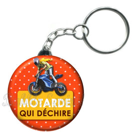 Porte-clés badge Motarde- Réf PC442