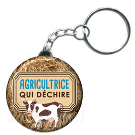 Porte-clés badge Agricultrice- Réf PC4