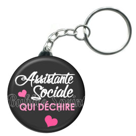 Porte-clés badge Assistante social- Réf PC591