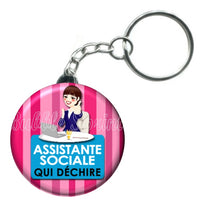 Porte-clés badge Assistante social- Réf PC592