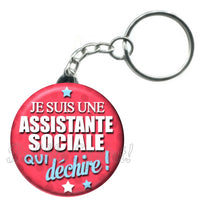 Porte-clés badge Assistante social- Réf PC593