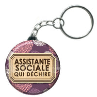 Porte-clés badge Assistante social- Réf PC595