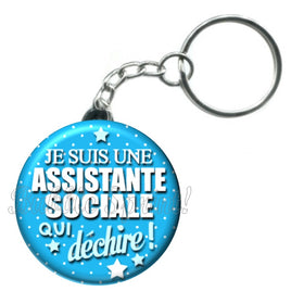 Porte-clés badge Assistante social- Réf PC596