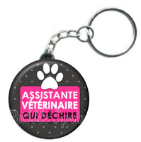 Porte-clés badge Assistante vétérinaire- Réf PC597