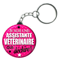 Porte-clés badge Assistante vétérinaire- Réf PC598