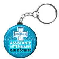 Porte-clés badge Assistante vétérinaire- Réf PC599