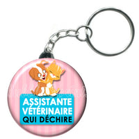 Porte-clés badge Assistante vétérinaire- Réf PC600