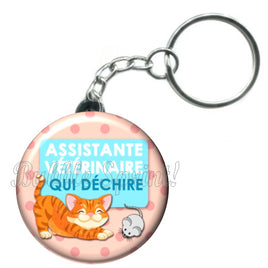 Porte-clés badge Assistante vétérinaire- Réf PC601