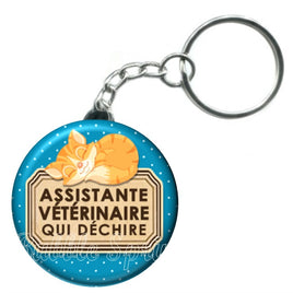 Porte-clés badge Assistante vétérinaire- Réf PC602