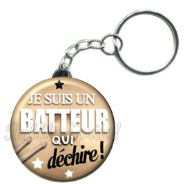 Porte-clés badge Batteur- Réf PC639