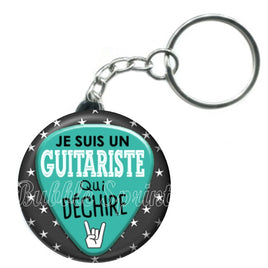 Porte-clés badge Guitariste- Réf PC649